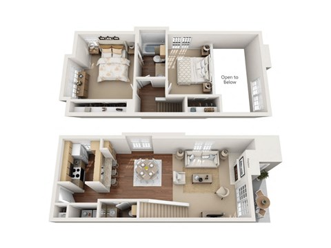 Floor plan for 2 beds, 1.5 baths, 1046 sqft